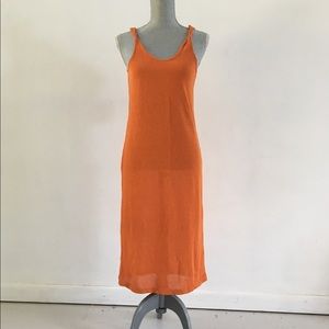 Orange Knit Mango Midi Shift Dress